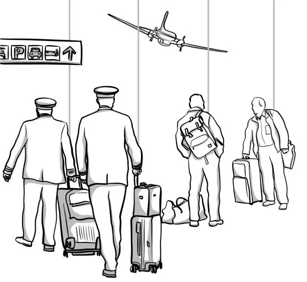 Vector illustration of Pilots At The Gate