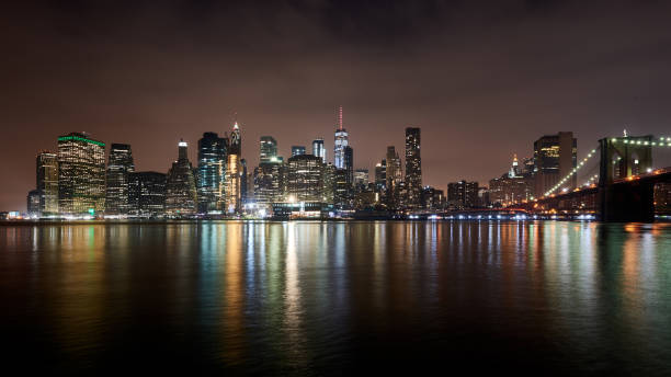 istock Lower Manhattan skyline, New York skyline at night 1211670506