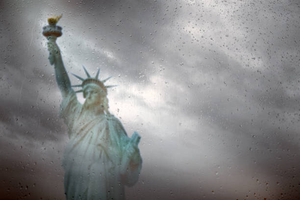 istock Statue of liberty and raindrops 1211671253