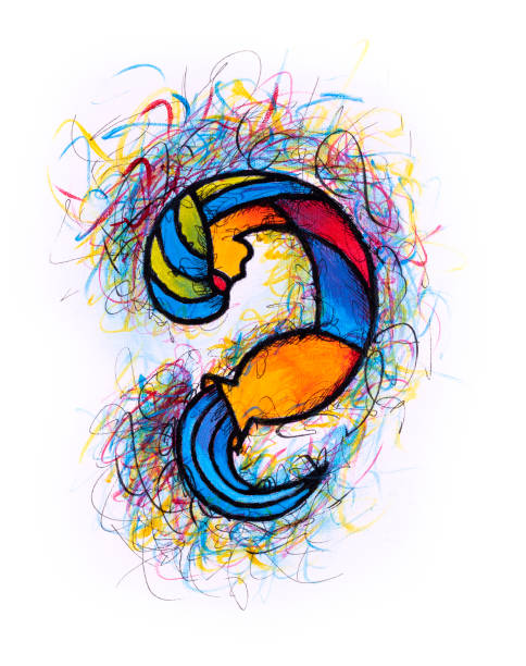 Aquarius the water bearer zodiac illustrated abstract painting Aquarius the water bearer zodiac illustrated abstract painting. Original painting on canvas. earth air fire water signs stock illustrations