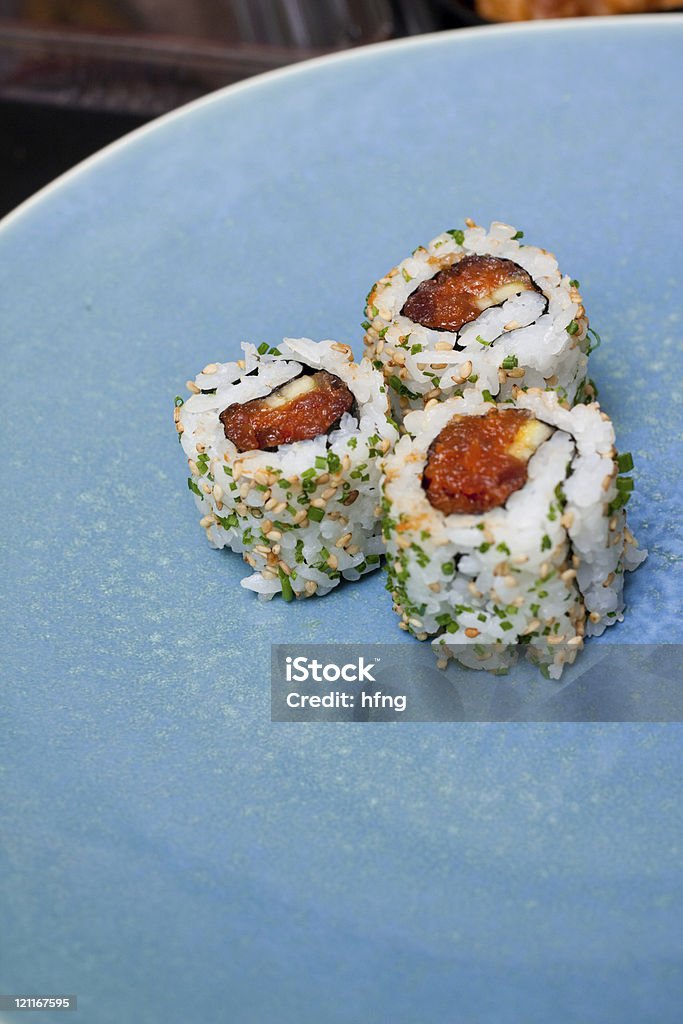 Teller mit frischen Lachs japanische sushi - Lizenzfrei Asien Stock-Foto