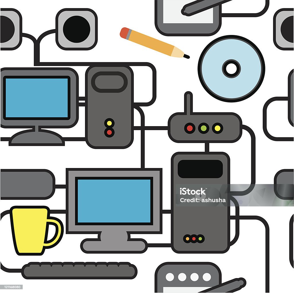 Color Image Computer Network Computer Network Seamless Stock Illustration - Download Image Now ...