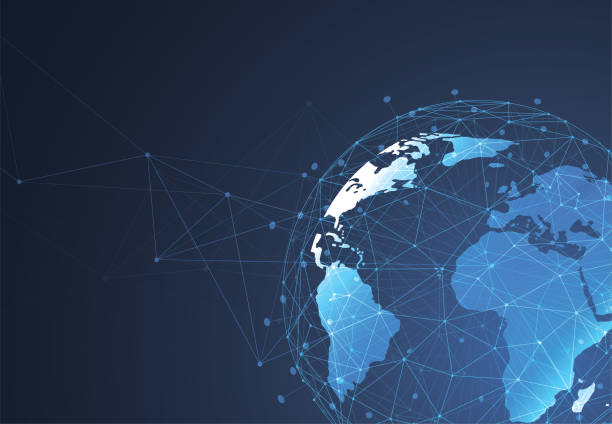 istock Global network connection. World map point and line composition concept of global business. Vector Illustration 1211683745