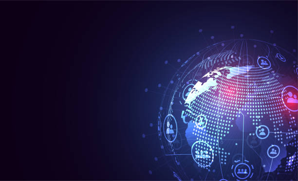istock Global network connection. World map point and line composition concept of global business. Vector Illustration 1211683784