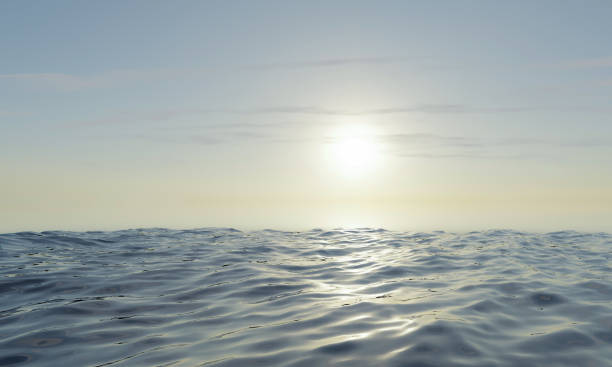 istock View of the sea,  ocean and  sunset with clear sky soft clouds. 3D rendering. 1211687491