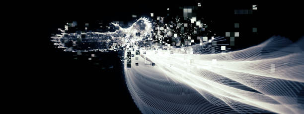 istock Abstract light shining white bird fluttering in the dark 1211689930