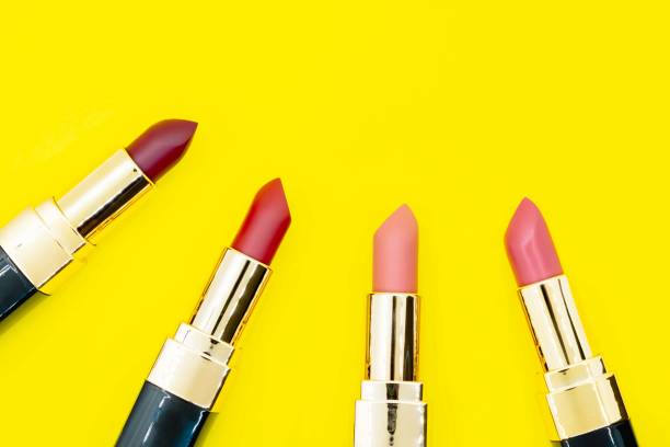 istock Top view Set colorful pastel Lipstick arranged in a circle on white background with copy space. cute beauty cosmetic nude make up collection, Beautiful Make-up concept.The lip prints of colorful,Kiss Lips, Girl Mouth 1211694053