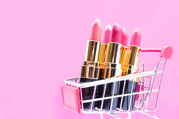 istock Top view Set colorful pastel Lipstick arranged in a circle on white background with copy space. cute beauty cosmetic nude make up collection, Beautiful Make-up concept.The lip prints of colorful,Kiss Lips, Girl Mouth 1211694091