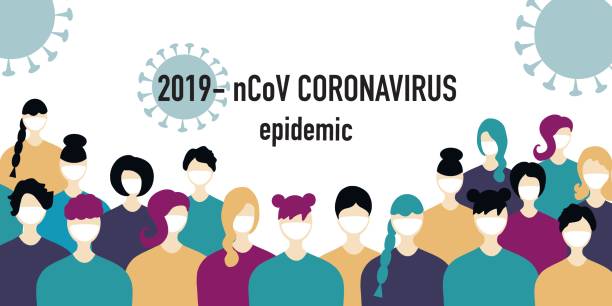 Banner Coronavirus. Novel coronavirus 2019-nCoV, people in white medical face mask, them attacks the virus. Coronovirus Protection Concept vector art illustration
