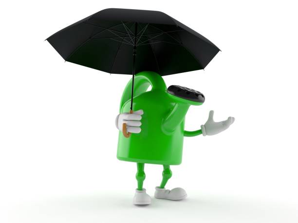 istock Watering can character holding umbrella 1211701571