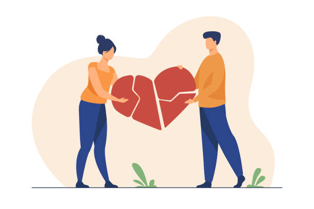 illustrations, cliparts, dessins animés et icônes de couples de réparer les morceaux brisés de coeur - relationship difficulties depression heart shape sadness