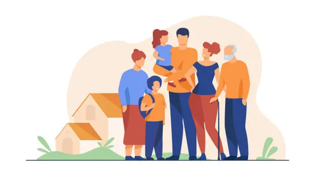 Vector illustration of Big family meeting
