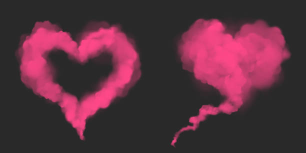 illustrazioni stock, clip art, cartoni animati e icone di tendenza di fumo rosa realistico vettoriale a forma di cuore - heart shape exploding pink love