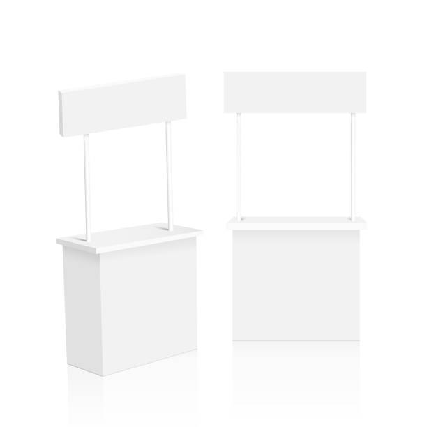 istock Promo counter trade stand on the white background. Mock Up. vector 1211710732