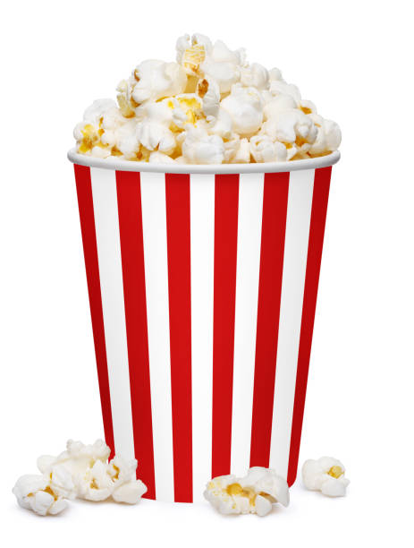 istock Tasty popcorn in striped bucket on white 1211711981