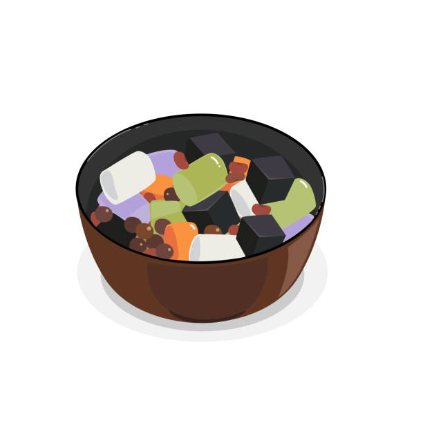 taiwan-de A bowl of taiwan sweet dessert. red bean dessert stock illustrations