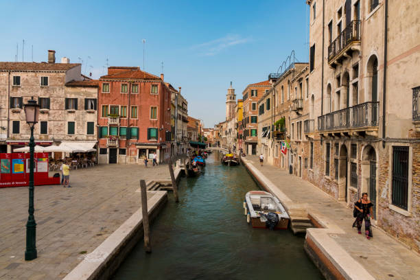 Venice, Italy - August 31, 2019: Grand Canal view in Venice in a sunny day.