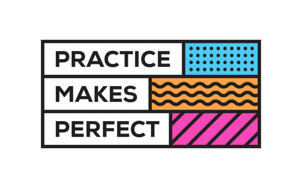 Practice Makes Perfect. Inspiring Creative Motivation Quote Template. Vector Typography - Illustration Practice Makes Perfect. Inspiring Creative Motivation Quote Template. Vector Typography - Illustration practicing stock illustrations