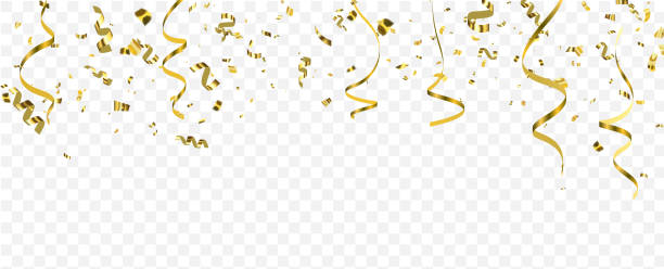 istock Celebration background template with confetti gold ribbons. luxury greeting rich card. 1211717832