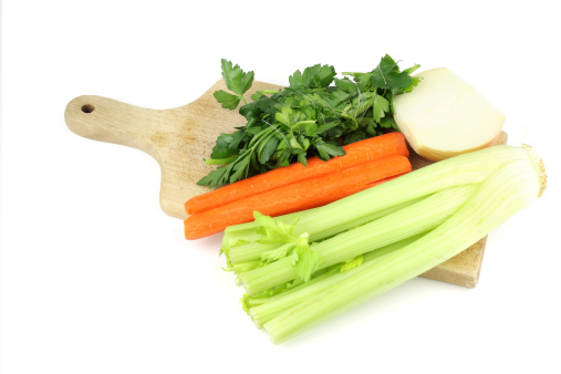 Hearts of romaine, feta cheese, olive oil, and other salad ingredients