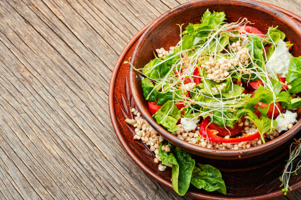 istock Vegetables salad of sprouted buckwheat 1211720736