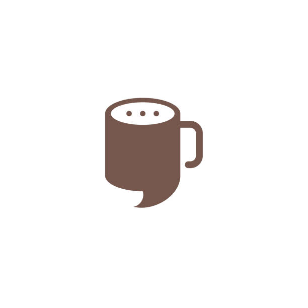 ilustraciones, imágenes clip art, dibujos animados e iconos de stock de plantilla de diseños de logotipos de coffee cafe conversation, plantilla de diseños de logotipos de coffee chat - coffee coffee break cup break
