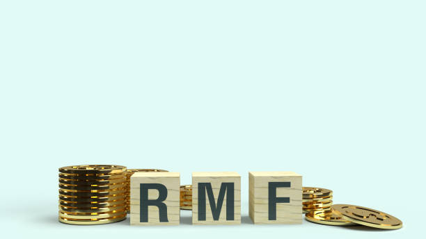 istock rmf text on wooden cube and coins 3d rendering  for Business content. 1211727868