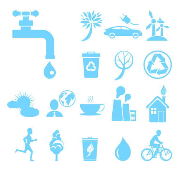illustrations, cliparts, dessins animés et icônes de l’agitation du recyclage, l’arrêt de la pollution, l’économie de l’eau - healthy lifestyle house backgrounds recycling