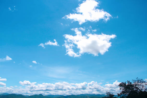 istock Bright blue sky and clouds with reflection from the sun , summer background 1211733117