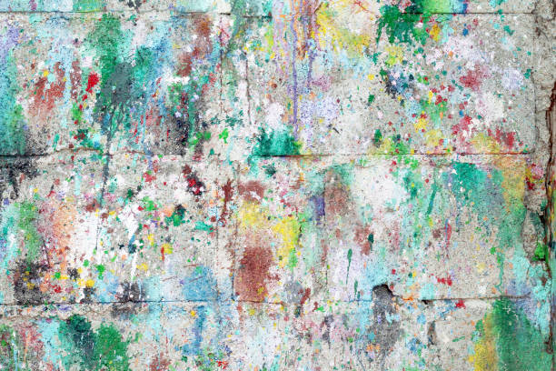 istock Old cement block wall texture with colorful painted on background 1211736923