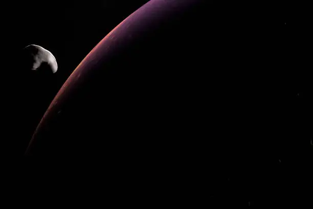 Moon martian Deimos, Mars II, orbiting around Mars planet. 3d render
