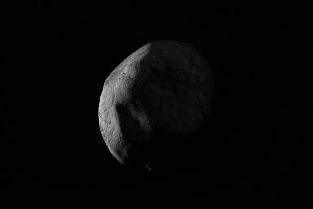 Larissa, inner moon of Neptune planet also known as Neptune VII. 3d render