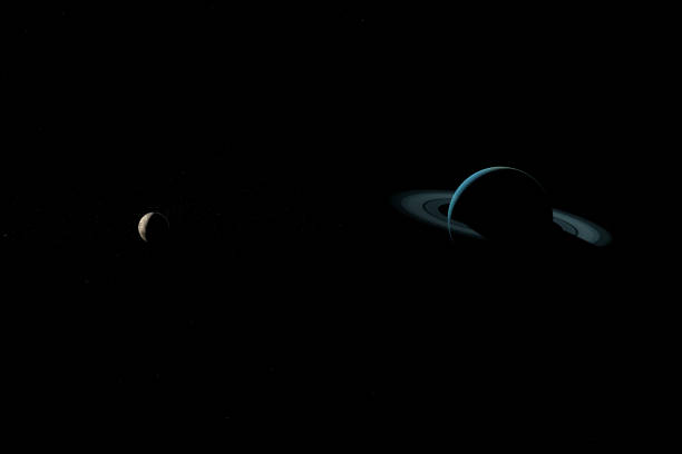 istock Satellite Oberon and Uranus planet in the outer space. 3d render 1211739799