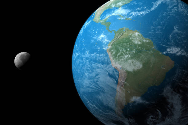 istock Moon around the planet earth in the outer space. 3d render 1211739811