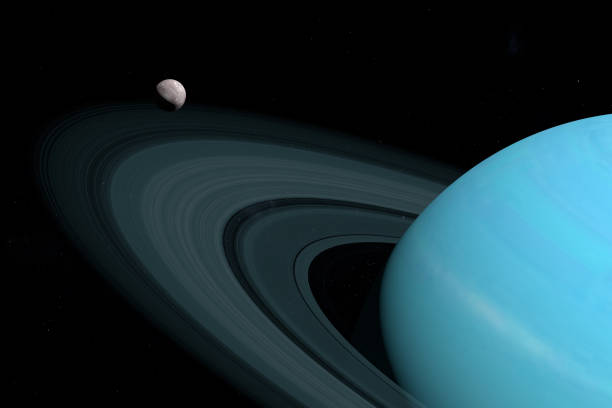 istock Miranda orbiting around Uranus planet in the outer space. 3d render 1211739815