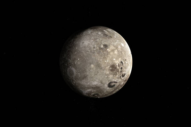 Satellite Oberon or Uranus IV, moon of Uranus, rotating. 3d render