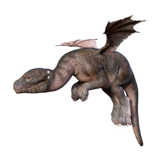 istock 3D illustration fantasy dragon on white 1211741495