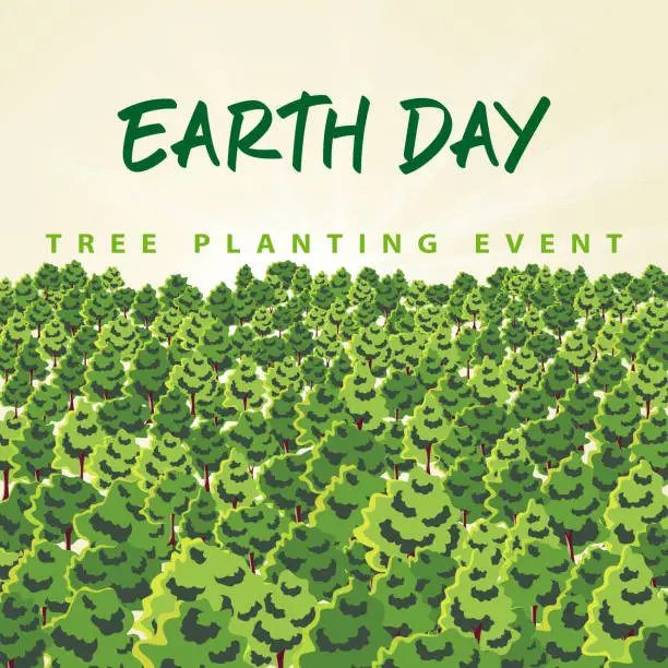 Vector illustration of Earth Day Tree Planting Event