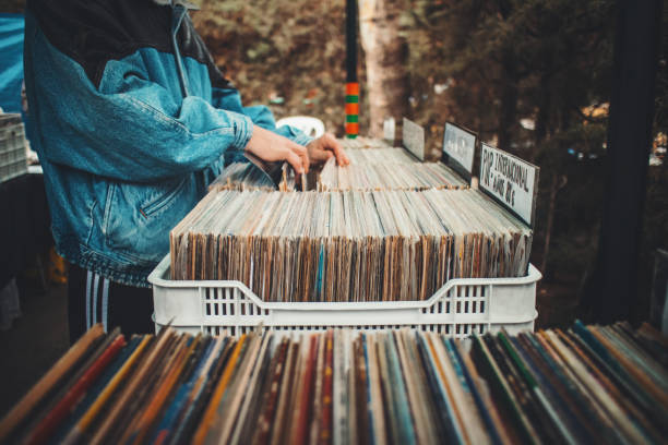 Vinyl Records in a vintage market