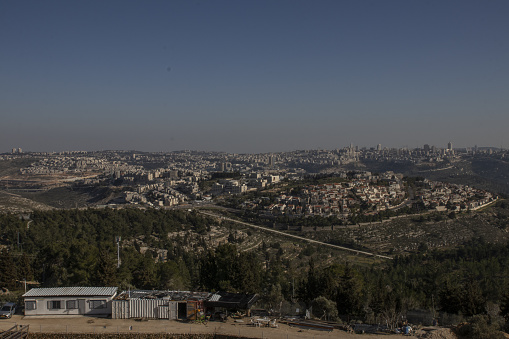 cityscape of west bank and israeli settlements in palestine occupied