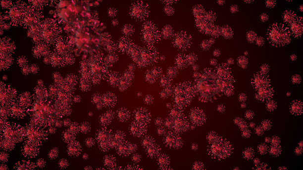 Pandemic Coronavirus virus medical health risk, immunology, virology, epidemiology concept. Microscope virus background stock photo