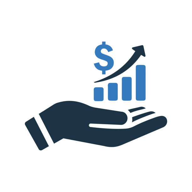 Profit analysis icon, earning growth Well organized and fully editable Vector icon for vector stock and many other purposes. bar graph with arrow stock illustrations