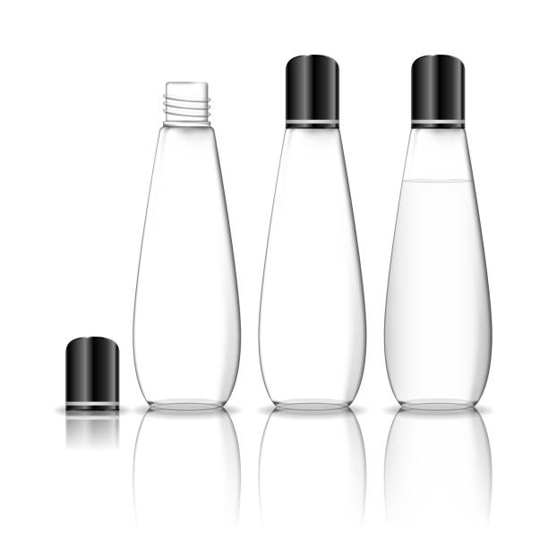 istock Cosmetic transparent plastic bottle isolated on white background. Skin care bottles for gel, liquid, lotion, cream, shampoo, bath foam. Beauty product package, vector illustration. 1211747995