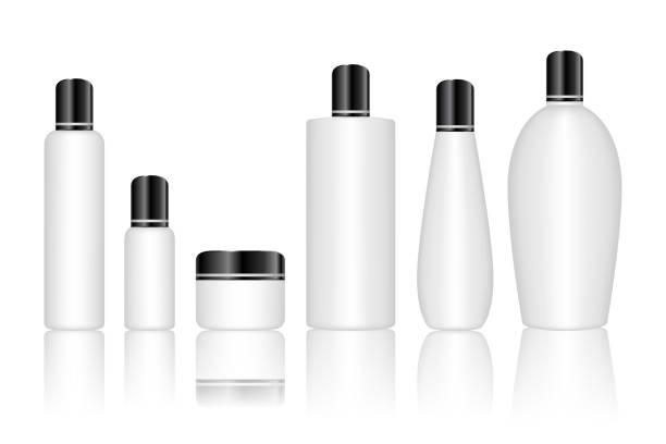 istock Cosmetic plastic bottle set isolated on white background. Skin care bottles for gel, liquid, lotion, cream, sunscreen. Beauty product package, vector illustration. 1211747999