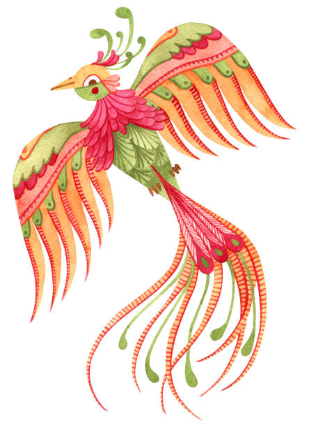 istock Beautiful watercolor paradise bird. Fairytale hand painted illustration. Isolated on white. 1211758020