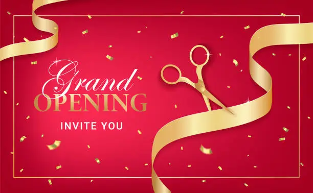 Vector illustration of Grand opening party invitation card