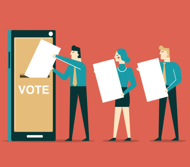 On-line Voting - smart phone On-line Voting stock illustration electronic voting stock illustrations