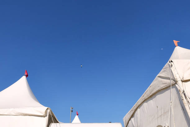 istock The blue sky, day moon, flying bird 1211766865