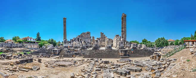 The Temple of Apollo at Didyma, Turkey. Panoramic view on a sunny summer day