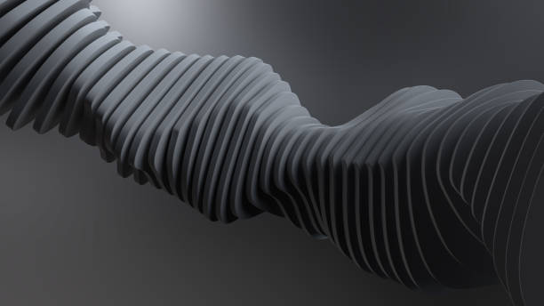 istock 3d render abstract background with sliced figure that made of wavy formed shapes. 1211776073